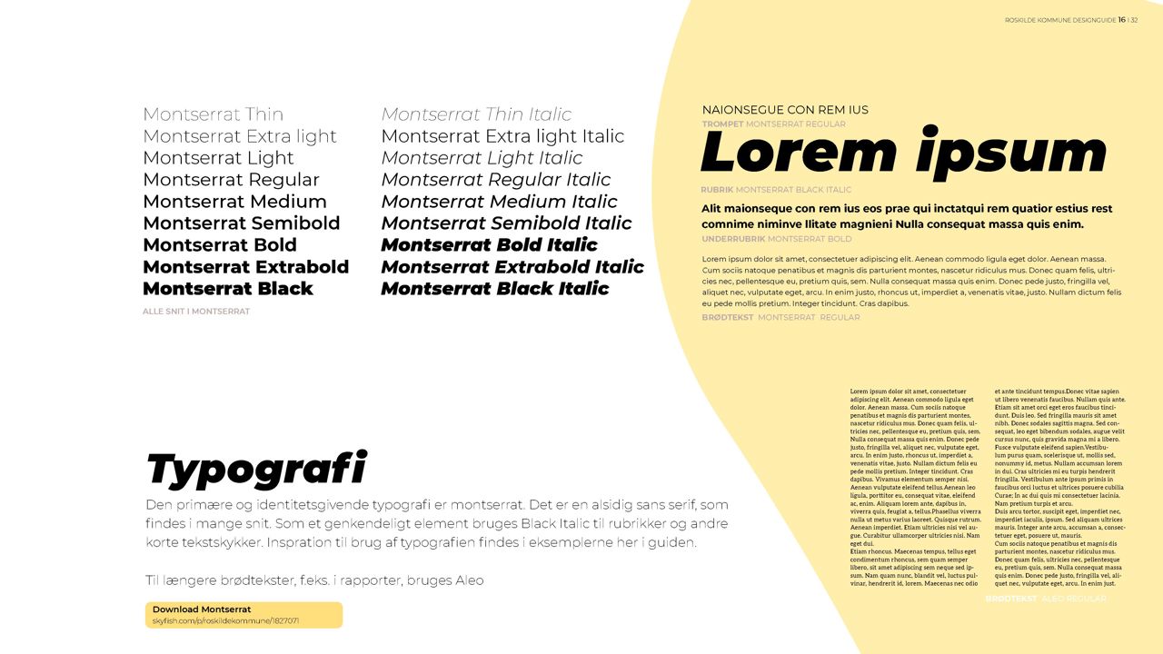 Vi bruger Montserrat og Aleo