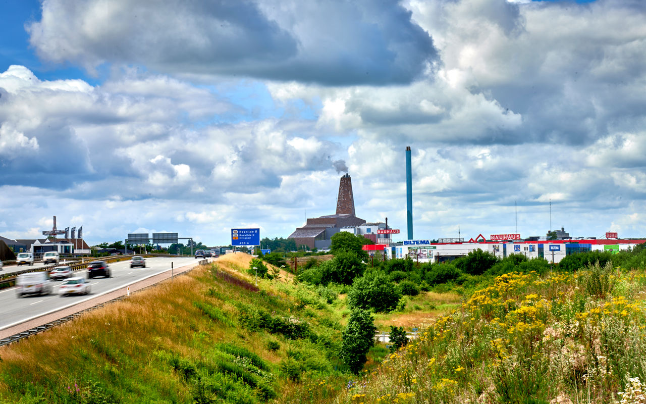 Roskilde set fra motorvejen