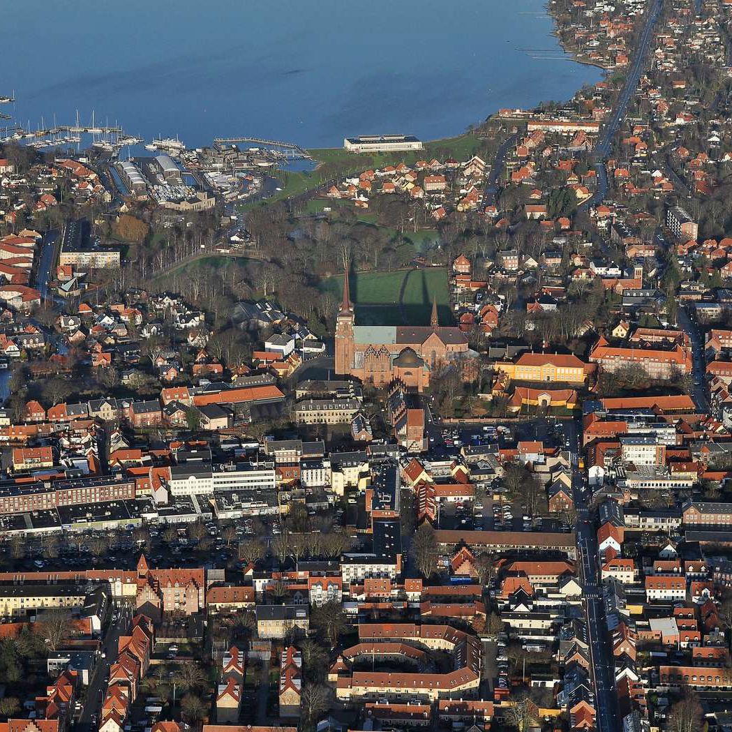 Overbliksbillede over Roskilde Bymidte